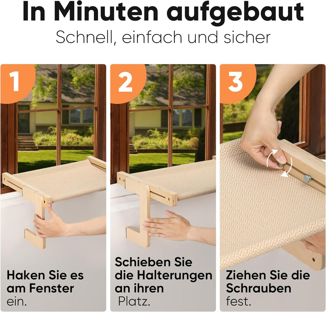 FUKUMARU Katzenhängematte, Fensterbank- und Bodenablage, Fensterbett für grosse Katzen, verstärkte H