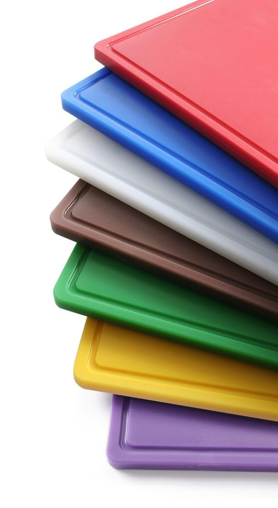 HENDI Schneidbretter, HACCP, Beidseitig nutzbar, eine Seite glatt-eine Seite mit Saftrille, für Käse