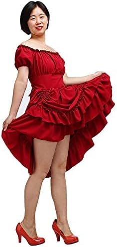 COSDREAMER Damen Gothic Kleid Steampunk Ruffle High Low Dress Viktorianisches Kleid Rot XS, Rot XS