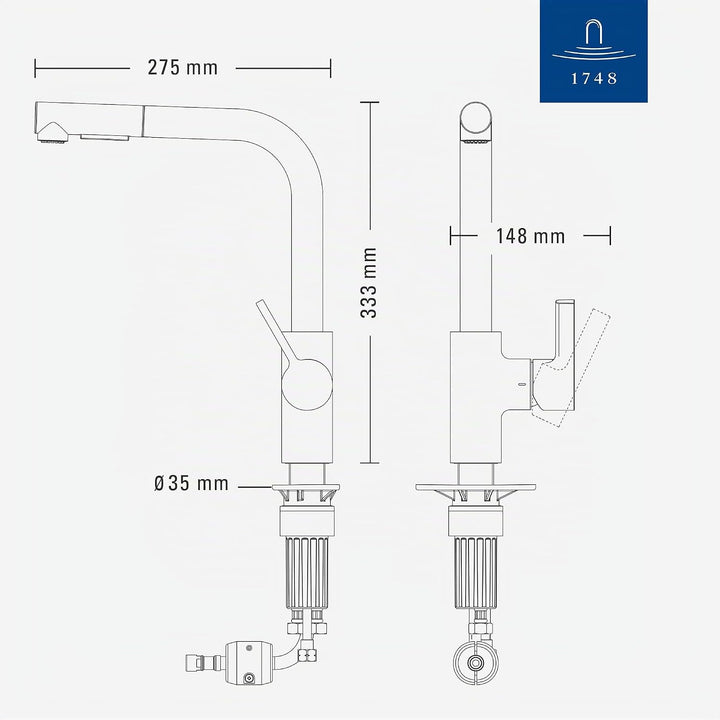 Villeroy &amp; Boch Variaro Küchenarmatur, Armatur Küche, 306 mm Auslaufhöhe, 360° schwenkbarer Auslauf,