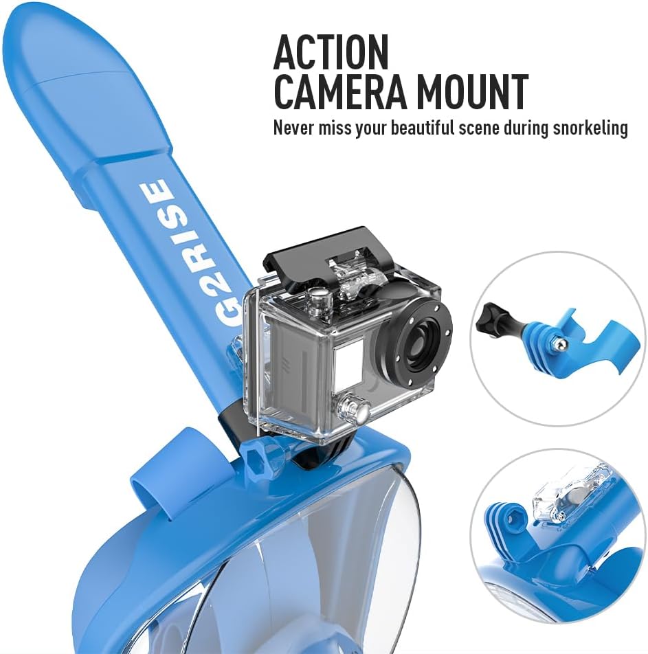 G2RISE® Schnorchelmaske, Tauchmaske, Faltbare CO2-sichere Schnorchel Vollmaske mit Kameraposition fü