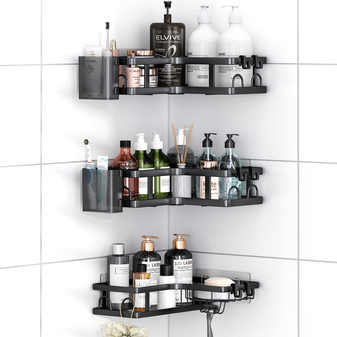 ZVZM Duschablage Ohne Bohren Ecke, Badezimmer Organizer 5 Stück, Shampoo Halterung für Dusche, Dusch