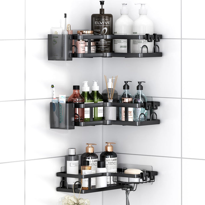ZVZM Duschablage Ohne Bohren Ecke, Badezimmer Organizer 5 Stück, Shampoo Halterung für Dusche, Dusch