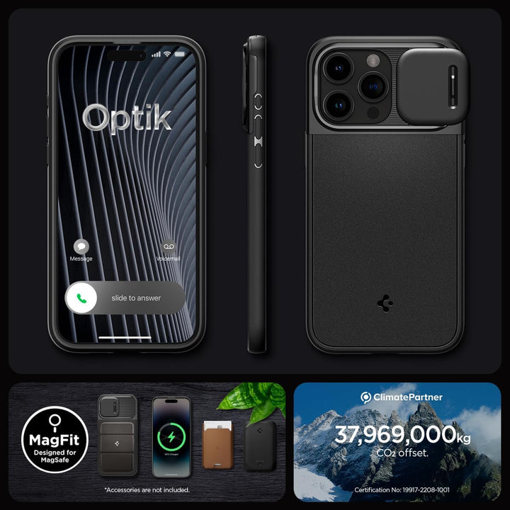 Spigen Optik Armor MagFit Hülle Kompatibel mit iPhone 15 Pro Max Kompatibel mit MagSafe -Schwarz, Sc