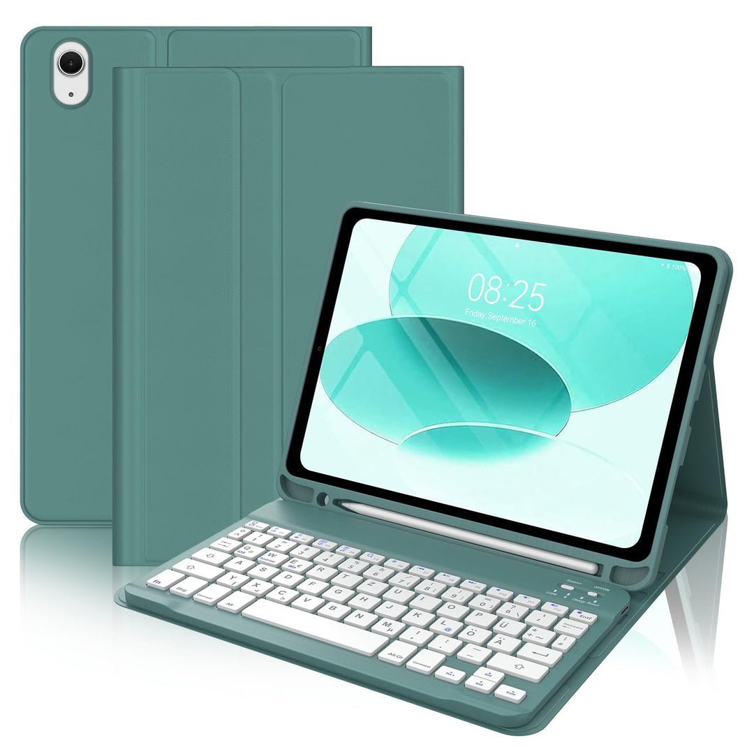 Tastatur Hülle für iPad 10 gen/A16 11 Gen - Soft TPU Rückseite Gehäuse Schutzhülle mit Pencil Halter
