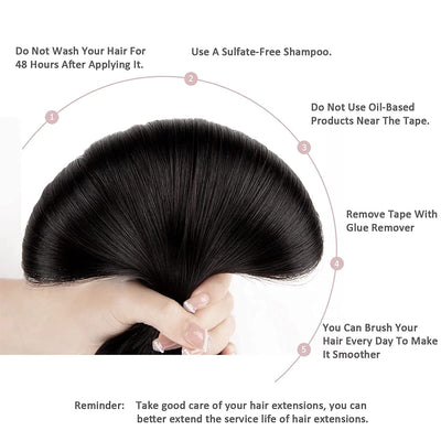 HotLulana Tape Extensions Echthaar 40stück 80g Jet Schwarz Skin Weft Extensions echthaar 100% Natürl