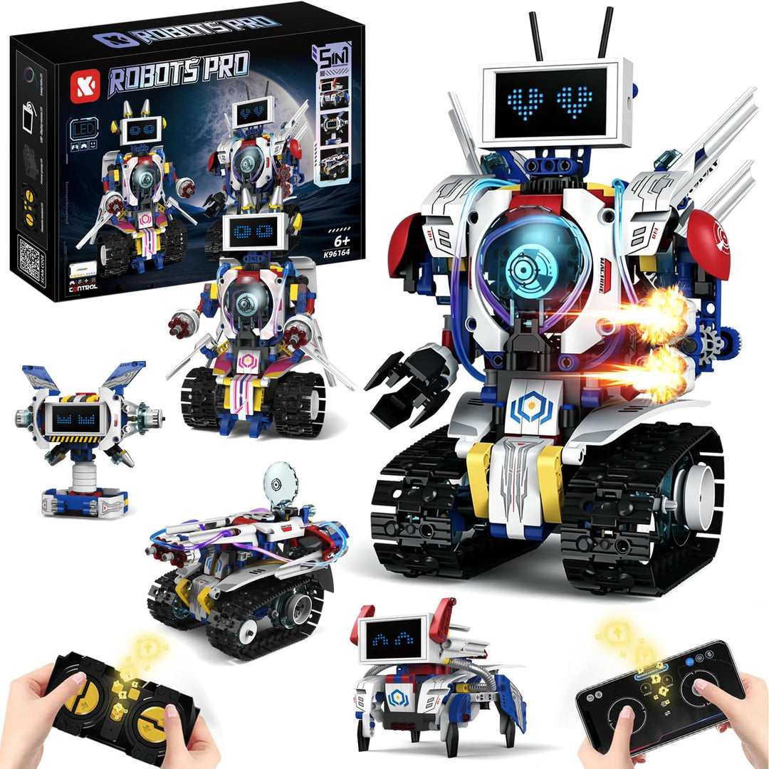 Joellfuner Technik Roboter Kinder | 5 in 1 Programmierbarer Roboter Spielzeug mit APP und Fernsteuer