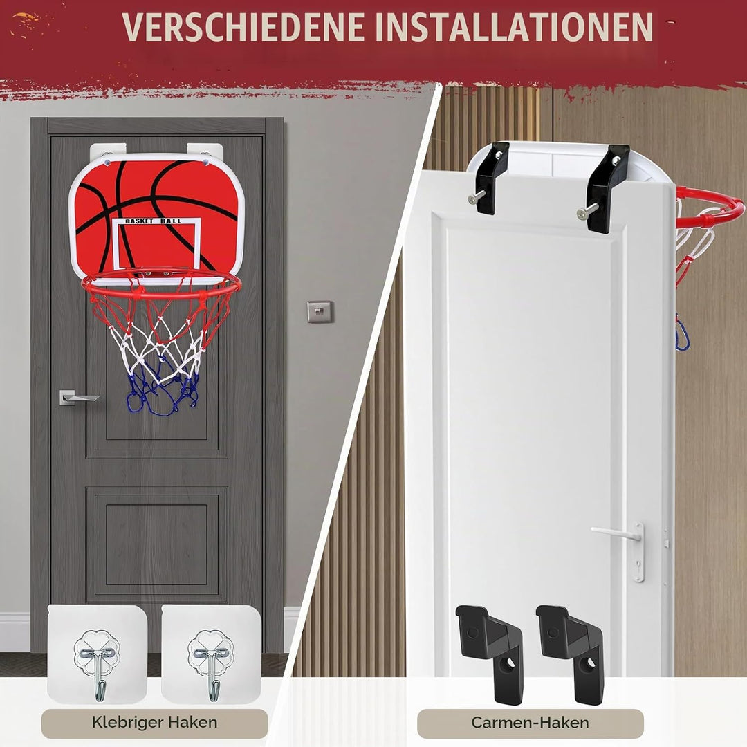Basketballkorb für Zimmer, Mini Basketballkorb Indoor mit Ballpumpe und 2 Bällen, Basketball Korb im