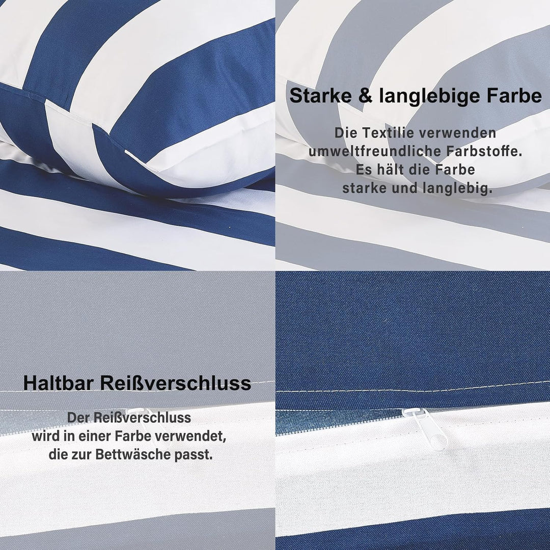 HENGWEI Blau Bettwäsche 140x200cm 2teilig Set, Extraweiches &amp; bügelfrei Bettwäsche-Set,Mikrofaser Be
