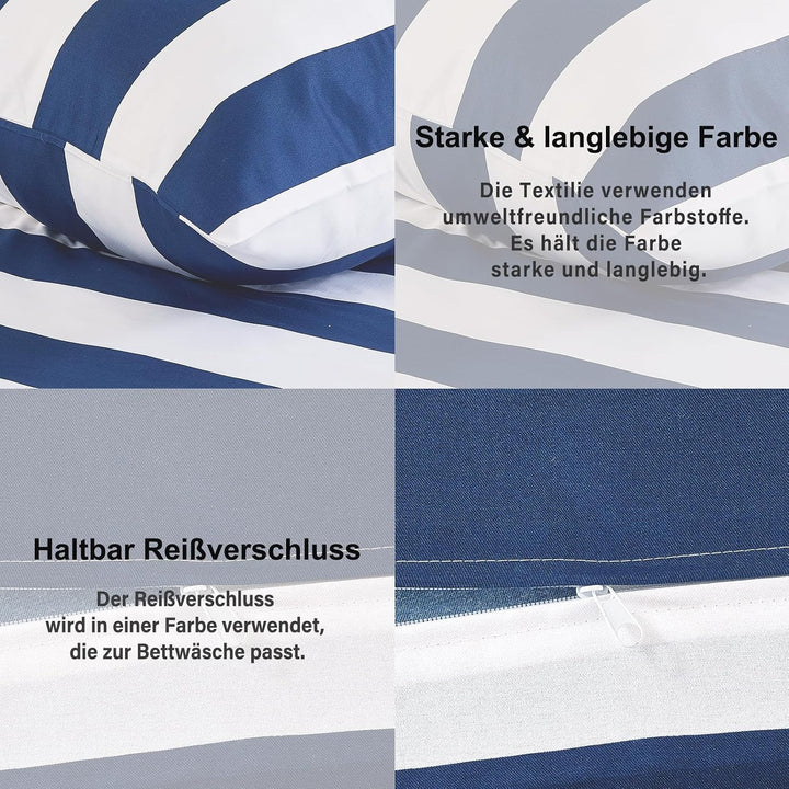 HENGWEI Blau Bettwäsche 140x200cm 2teilig Set, Extraweiches &amp; bügelfrei Bettwäsche-Set,Mikrofaser Be