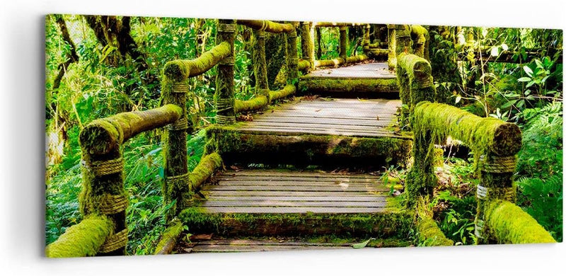 Wandbilder Dekoration Wohnzimmer Asien natur park brücke Panorama Bilder auf Leinwand 120x50cm Leinw