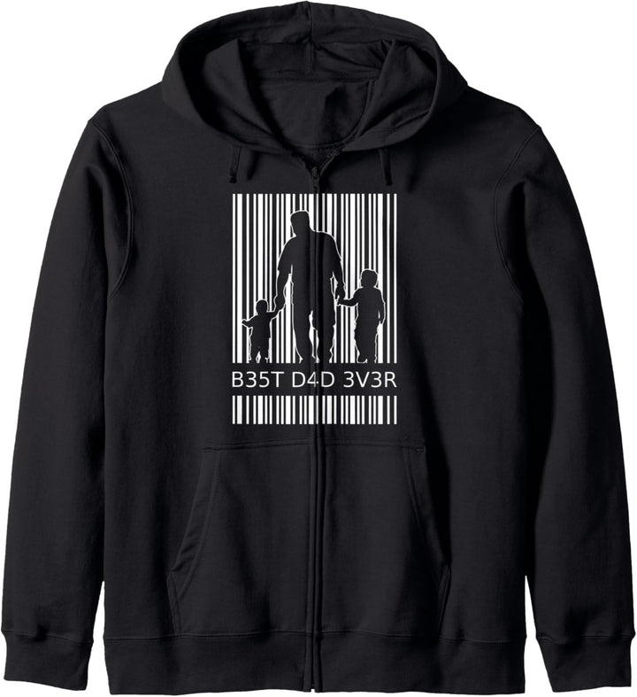 Best Dad Ever Vater 2 Kinder Strichcode zweifacher Papa Kapuzenjacke