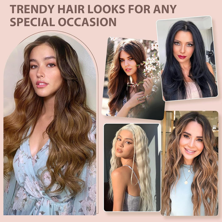 TESS 40 cm Flip In Extension Echthaar Blond mit 2 Clips, Haarverlängerung Mit Gummiband Echthaar Mit