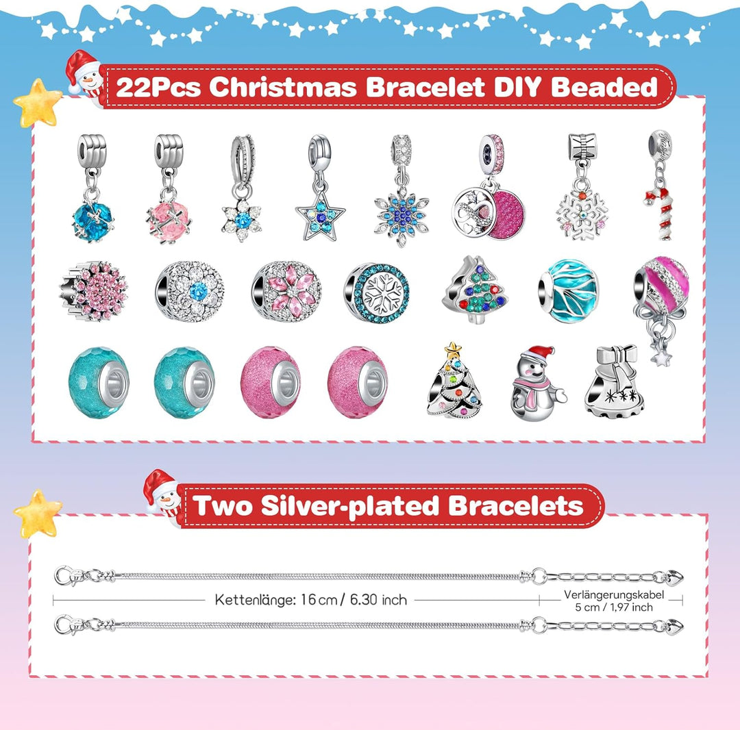 Adventskalender 2023 Kinder Mädchen, Schmuck Mädchen 24 Füllung Weihnachtskalender Basteln Geschenke