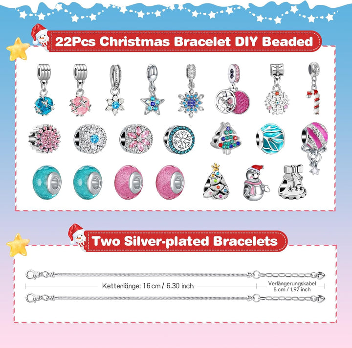 Adventskalender 2023 Kinder Mädchen, Schmuck Mädchen 24 Füllung Weihnachtskalender Basteln Geschenke