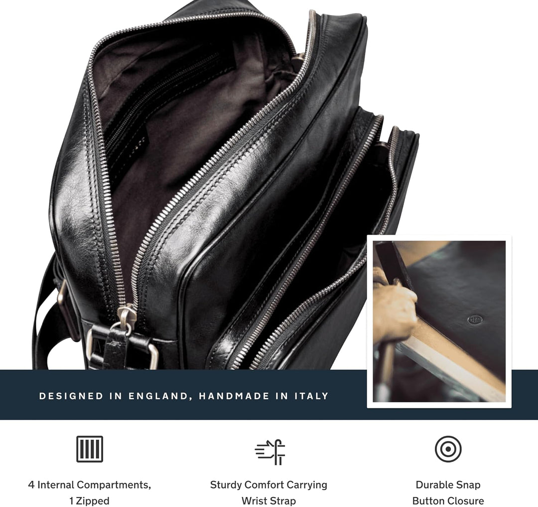 Maxwell Scott - Luxus-Messenger-Schultertasche aus Leder mit robustem Gurt für Herren - Handgefertig