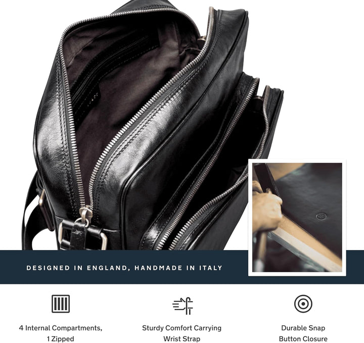 Maxwell Scott - Luxus-Messenger-Schultertasche aus Leder mit robustem Gurt für Herren - Handgefertig