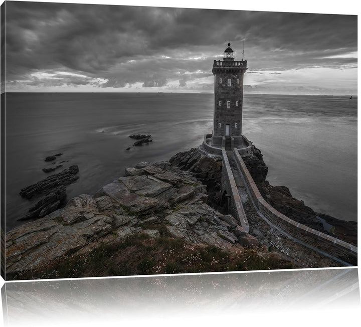 Pixxprint Leuchtturm im Sonnenuntergang als Leinwandbild/Grösse: 100x70 cm/Wandbild/Kunstdruck/ferti