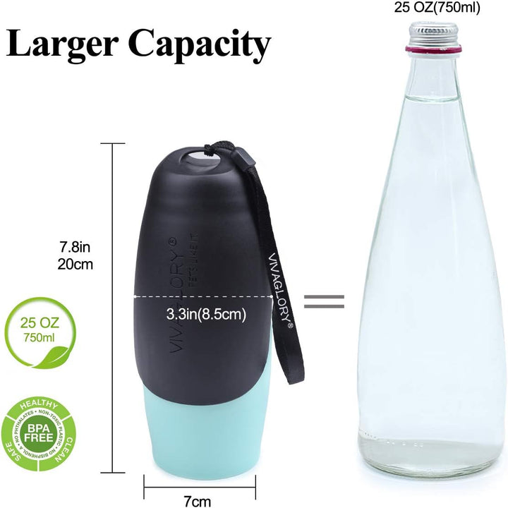 VIVAGLORY Pawhike Hundetrinkflasche, Hunde Trinkflasche für Unterwegs, Hundetrinkflasche, Edelstahl