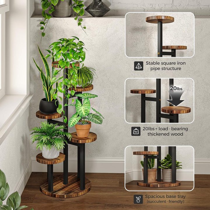 Bamworld Blumenständer Holz Pflanzenständer Pflanzentreppe Pflanzenregal Blumentreppe Outdoor Wetter