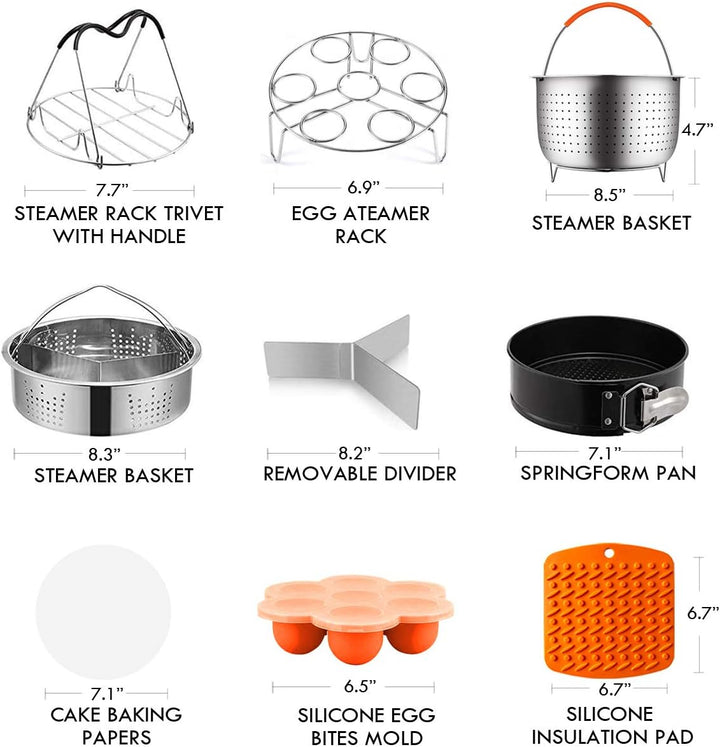 Artcome 91 PCS Accessories Set for Pressure Cooker 5,6,8 Qt - 60 Pcs Parchment Papers, 2 Steamer Bas