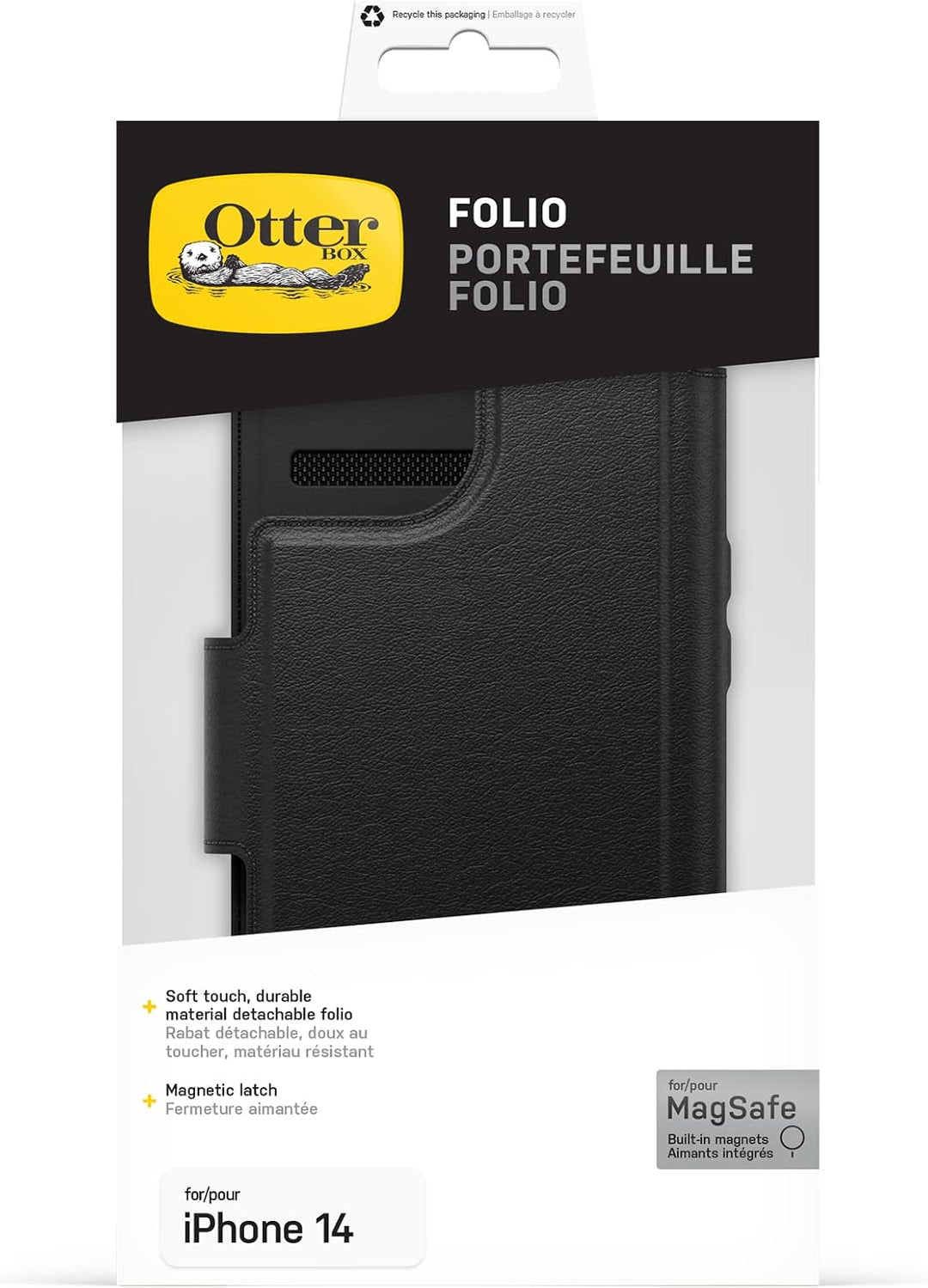 OtterBox Folio für iPhone 14 für MagSafe, Soft Touch Folio mit 3 Slots, Starke magnetische Ausrichtu