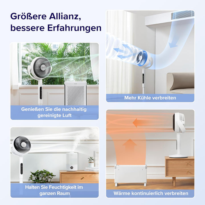 Levoit 20dB Standventilator Leise, Oszillierender Ventilator mit Sensor und Fernbedienung, 2465m³/h