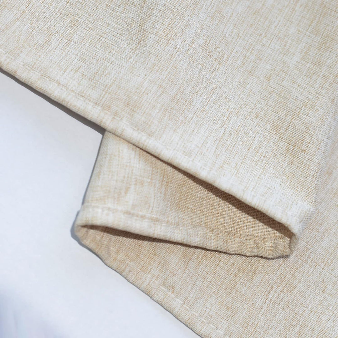 YISURE Hakenlos Duschvorhang 180x180 leinenoptik Kunstleinen, schwer Beige Crème Schmal Badevorhang