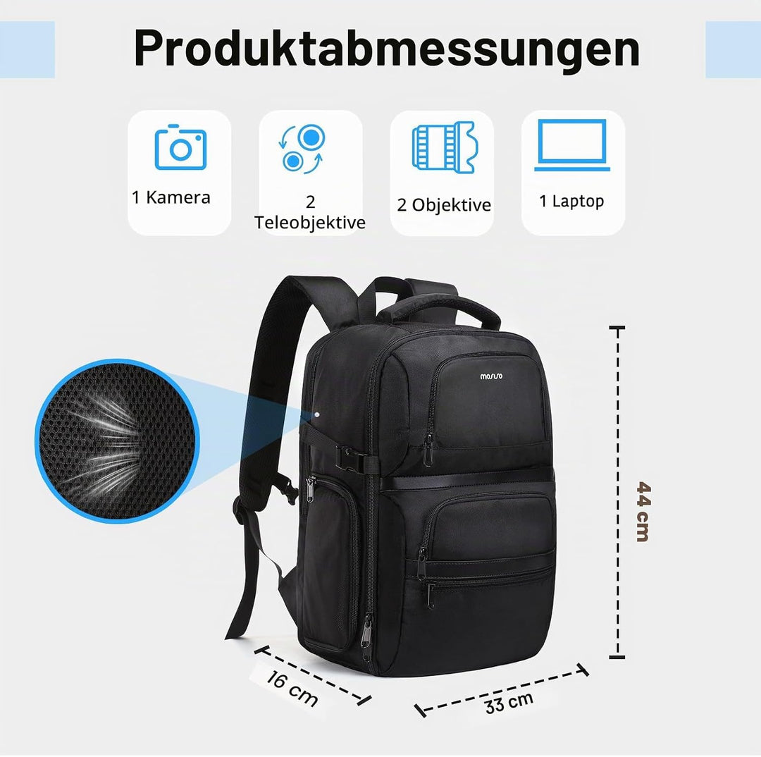 MOSISO Kamera Rucksack,DSLR/SLR/Spiegellose Kamera Tasche,Seite Schnell Zugang Fotografie Reise Tasc