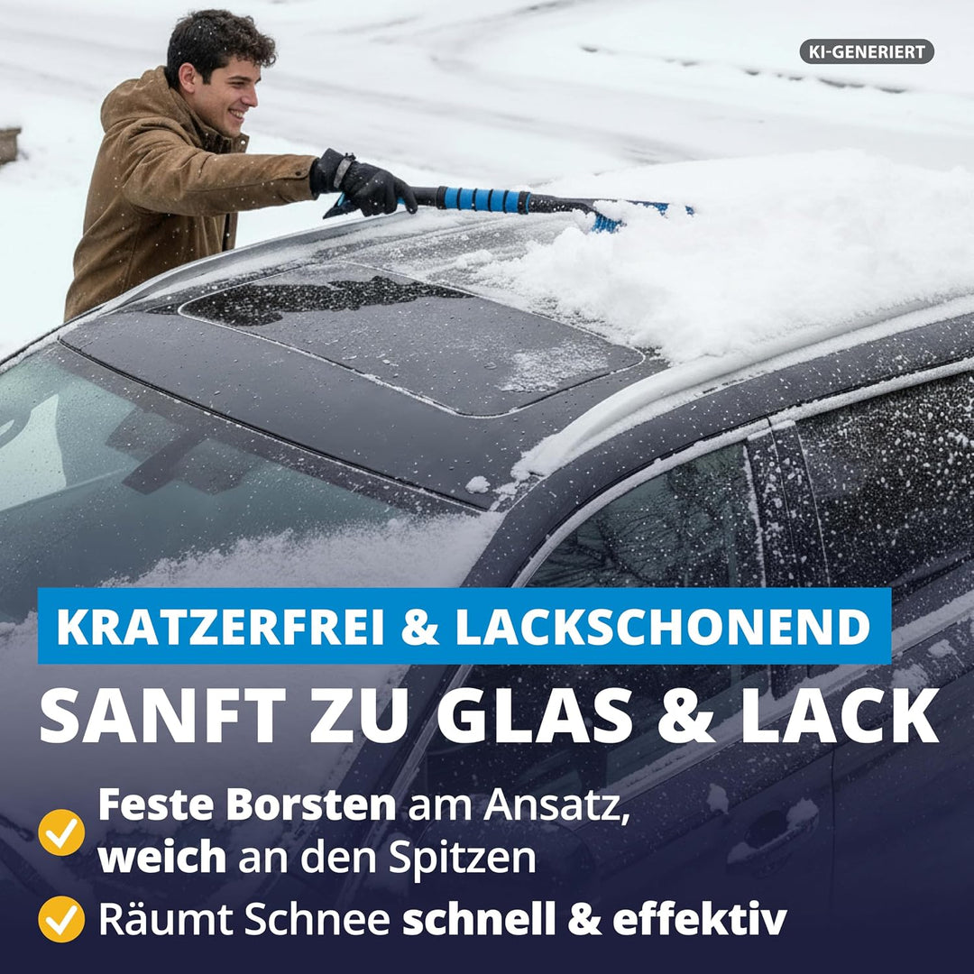 LICARGO 2X Eiskratzer Auto mit Besen 67cm - stabil &amp; wackelfrei - kratzerfrei &amp; lackschonend Schneeb