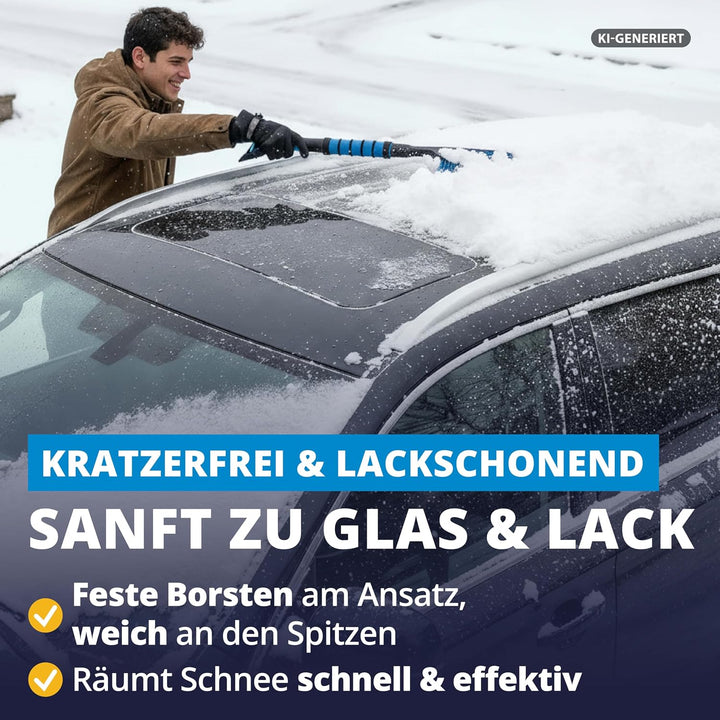LICARGO 2X Eiskratzer Auto mit Besen 67cm - stabil &amp; wackelfrei - kratzerfrei &amp; lackschonend Schneeb