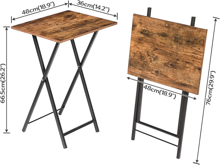HOOBRO Beistelltisch, Klappbar Tablett Tisch, Sofatisch, TV Tray im Industriestil, Einfach Montierba