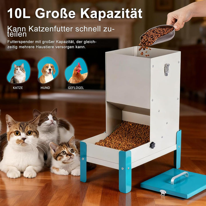 Futterautomat Hund Trockenfutter, Metall-Futterspender für Katzen/Hunde, mit Abnehmbarem Näpfe, für