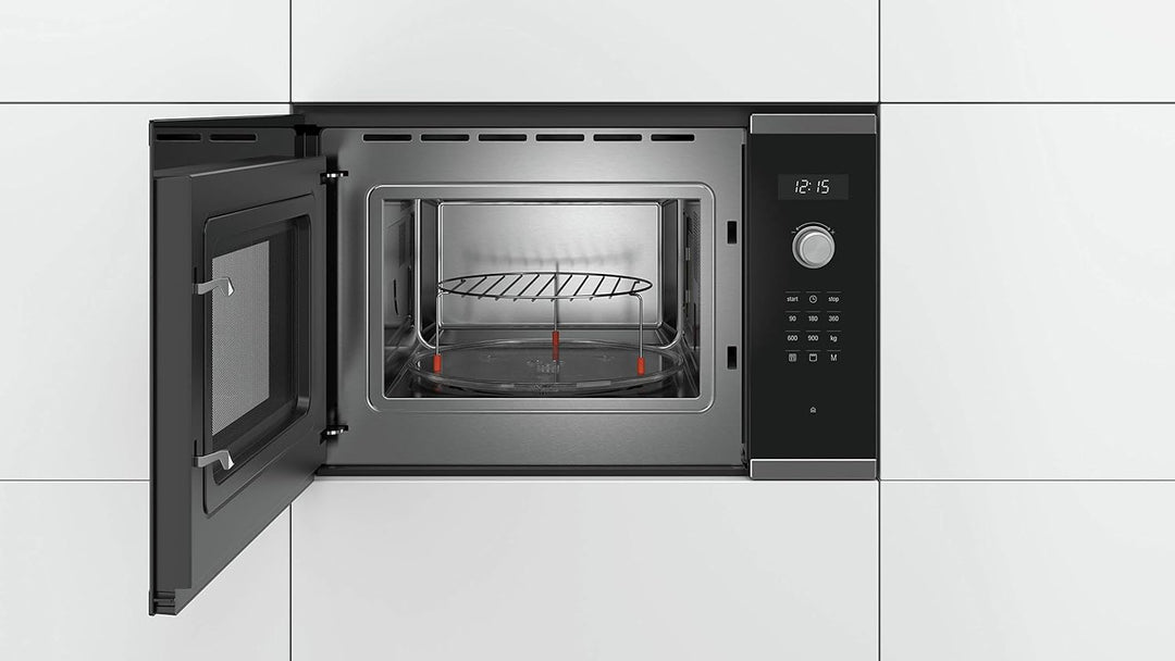 Bosch BEL554MS0 Serie 6 Einbau-Mikrowelle, 38 x 59 cm, 900 W, Drehteller 31,5cm, Türanschlag Links,