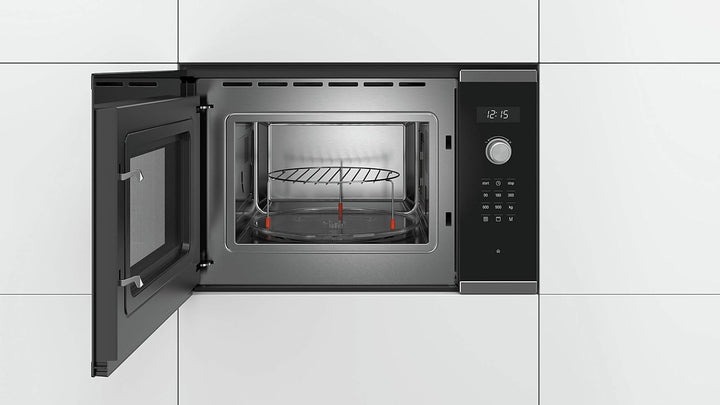 Bosch BEL554MS0 Serie 6 Einbau-Mikrowelle, 38 x 59 cm, 900 W, Drehteller 31,5cm, Türanschlag Links,