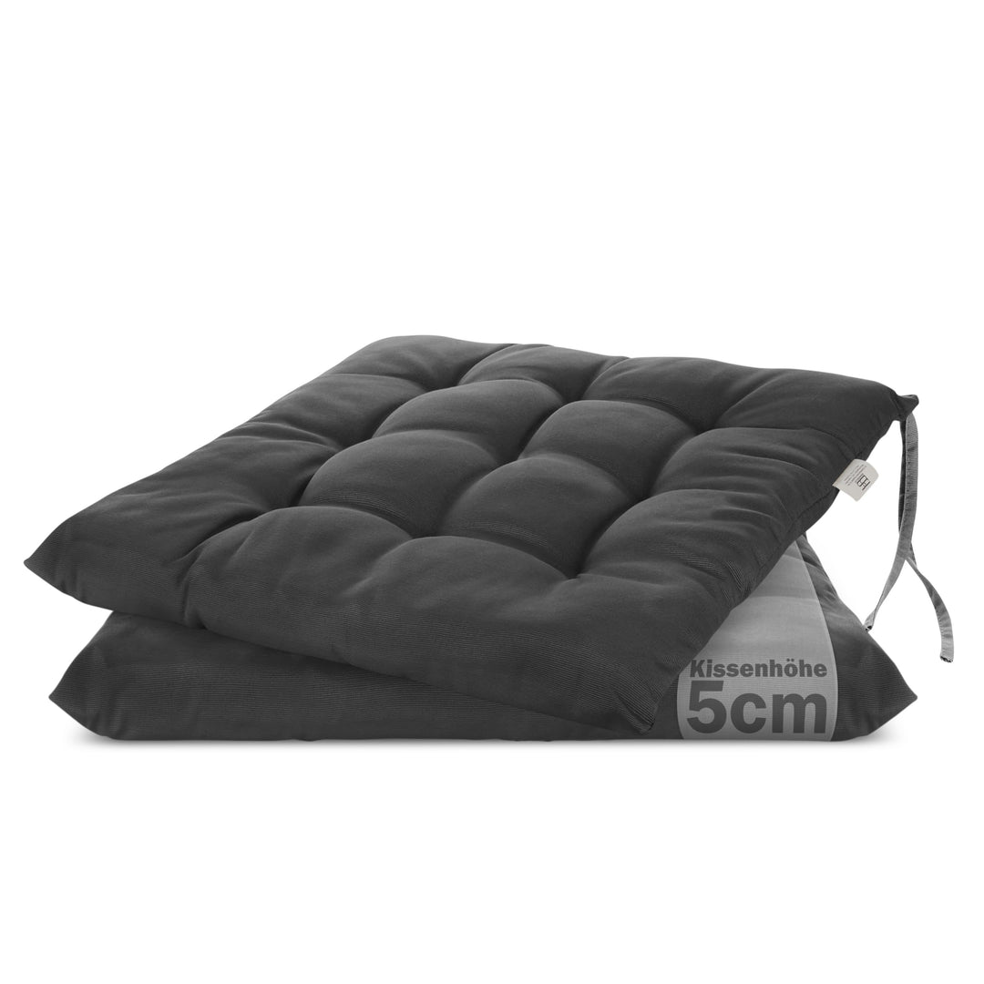 Brandsseller 2er Set Stuhlkissen 40x40x5 cm Sitzkissen Polster Stuhlauflage mit Haltebändern Dekokis