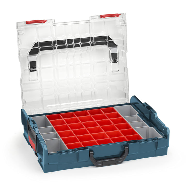Bosch Sortimo Sortimentskasten L BOXX 102 professional blau Deckel transparent mit Insetboxen-Set A3