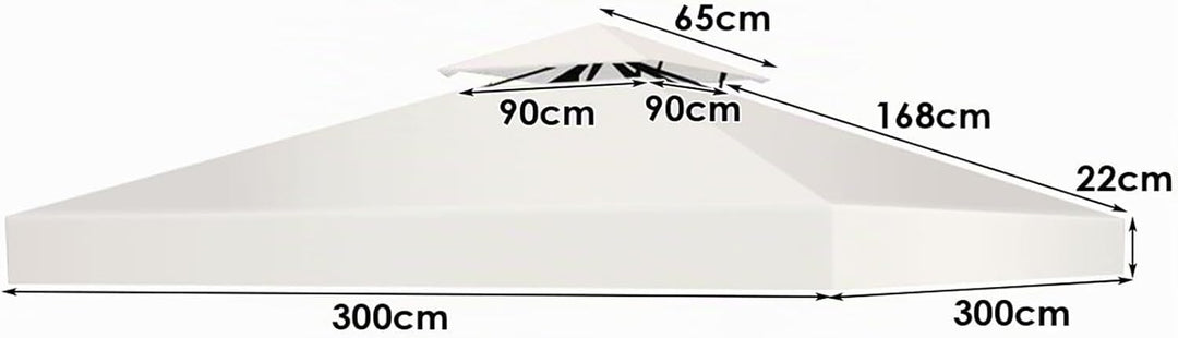 KOMFOTTEU 3 x 3 M Pavilliondach, Ersatzdach für Pavillion, Dachplane für Garten Balkon Strand, wasse