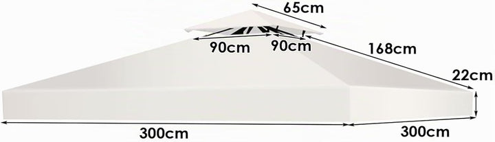 KOMFOTTEU 3 x 3 M Pavilliondach, Ersatzdach für Pavillion, Dachplane für Garten Balkon Strand, wasse