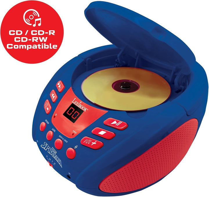 Lexibook - Marvel Spider-Man - Bluetooth-CD-Player für Kinder - Tragbar, Lichteffekte, Mikrofonbuchs