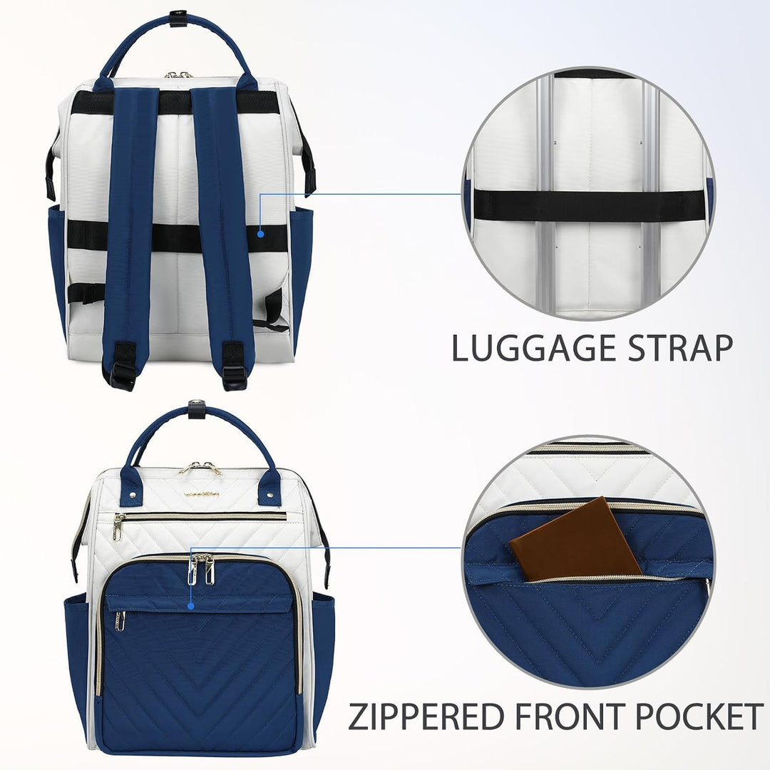 VANKEAN 15.6 Zoll Laptop-Rucksack für Damen Herren,Beige-Haze-Blau | Computer-Arbeitstasche,Grosse K