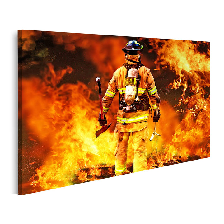 islandburner Bild auf Leinwand Feuerwehr Mann Bekämpft Die Flammen Bilder Wandbilder Poster Leinwand