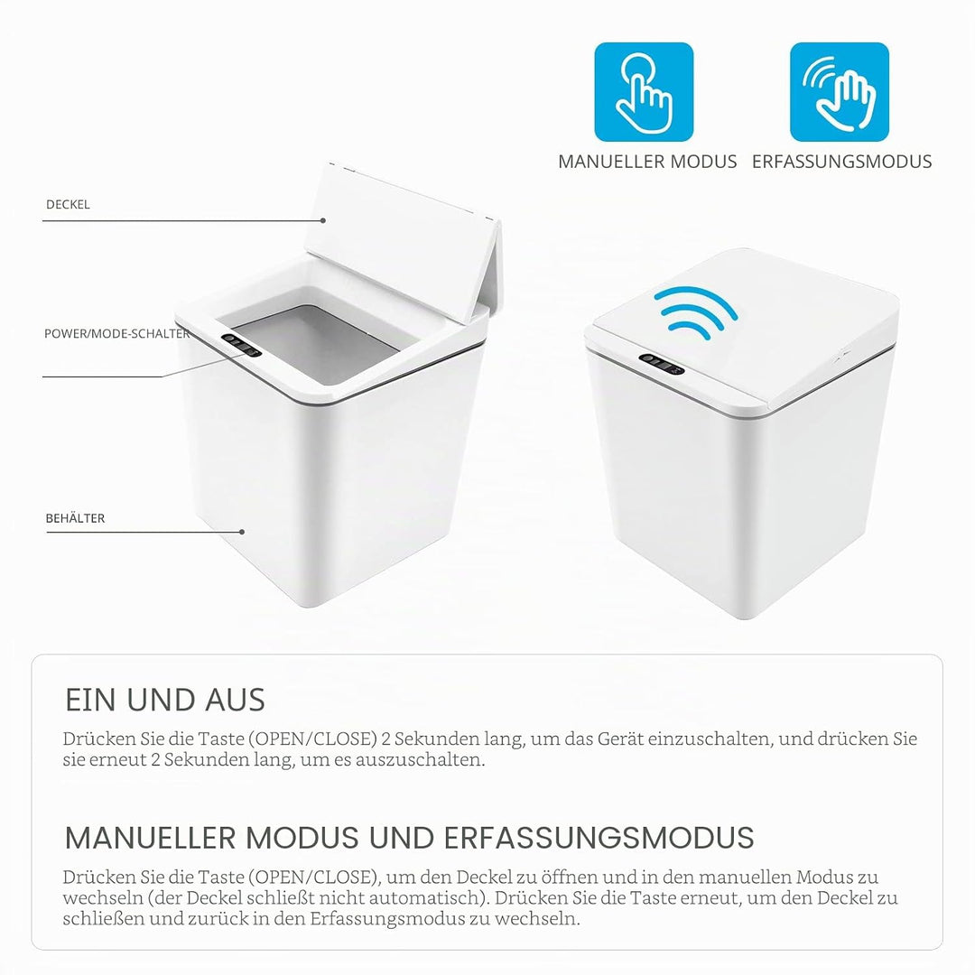 FEBHBRQ 6 Liter / 1,5 Gallon Automatische Erkennung Desktop Abfalleimer Box Form Mini Mülleimer mit