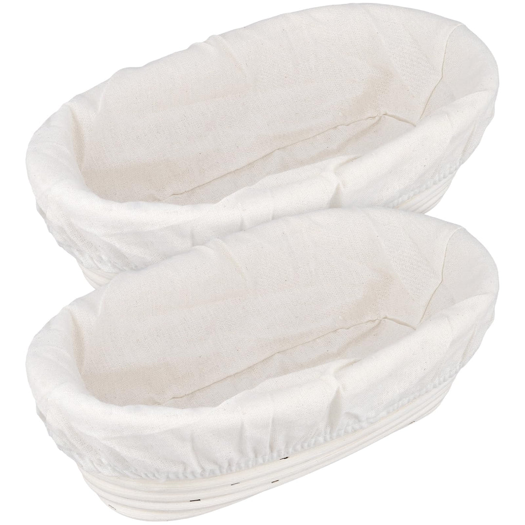 2 Stück Gärkörbchen Oval 25x15x8 cm, Rattan Brot Gärkorb mit Leineneinsatz, Brotgärkörbe Set Brotbac
