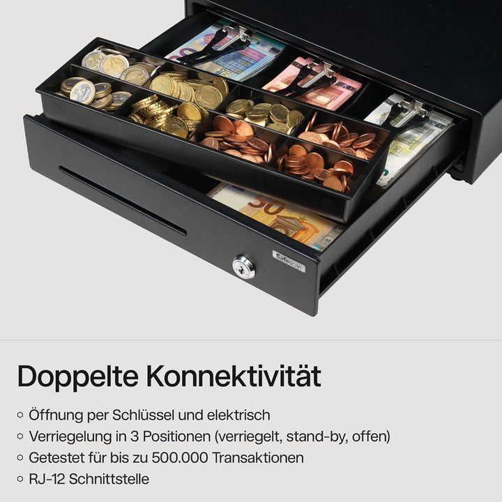 Safescan LD-3336 Light-Duty Kassenschublade mit 3 Fächern für Banknoten und 8 für Münzen - Kassenlad