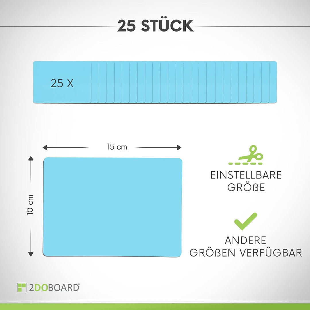 Beschreibbare Magnete 15 x 10 cm für Kanban Board oder Scrum Tafel - 25 Stück - Blau - Scrum Karten