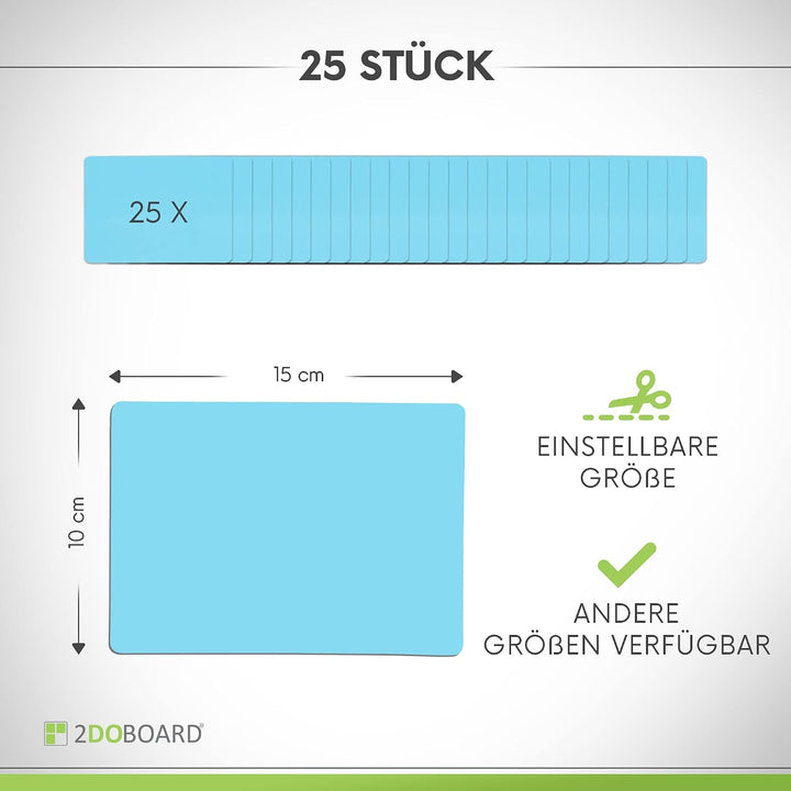 Beschreibbare Magnete 15 x 10 cm für Kanban Board oder Scrum Tafel - 25 Stück - Blau - Scrum Karten