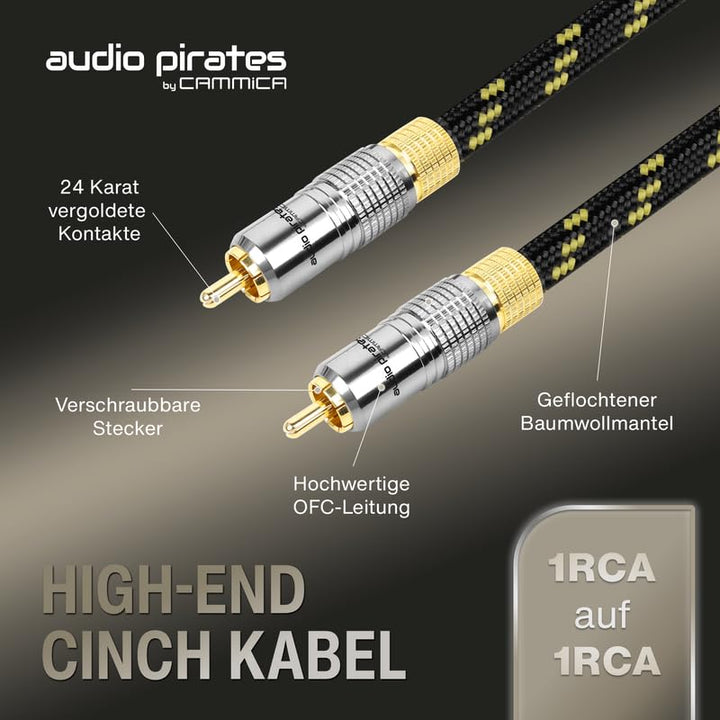 audio pirates by cammica Cinch Kabel 1x RCA Stecker auf 1x RCA Stecker, Audio-Kabel | High-End Audio