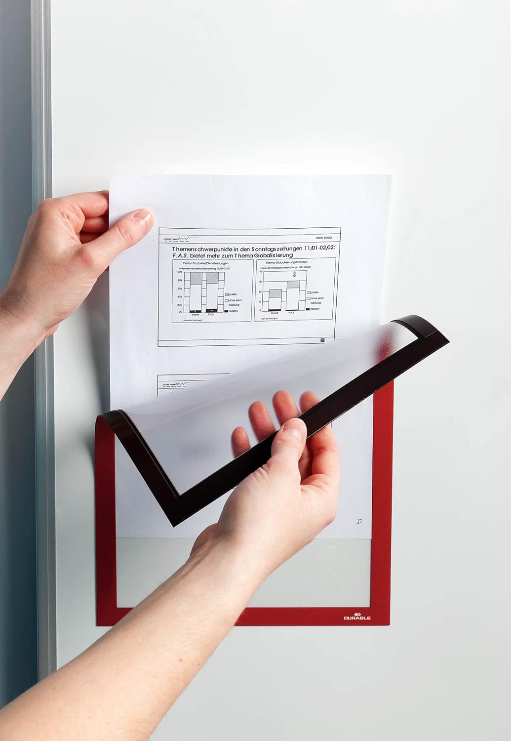 Durable Info-Rahmen Duraframe Magnetic (A4, Magnetrahmen für metallische Oberflächen) 5 Stück, rot,