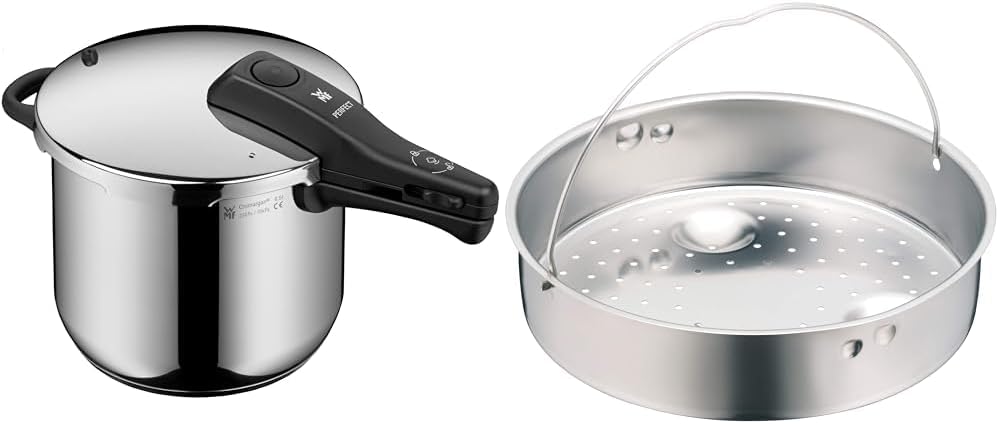 WMF Perfect Schnellkochtopf Induktion 6 & Schnellkochtopf-Zubehör, Dampfer-Einsatz gelocht, 5,8 cm,
